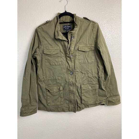 Lucky Brand Womens Barn Chore Jacket Size Medium Olive Green Utility Cargo Zip - Picture 1 of 12